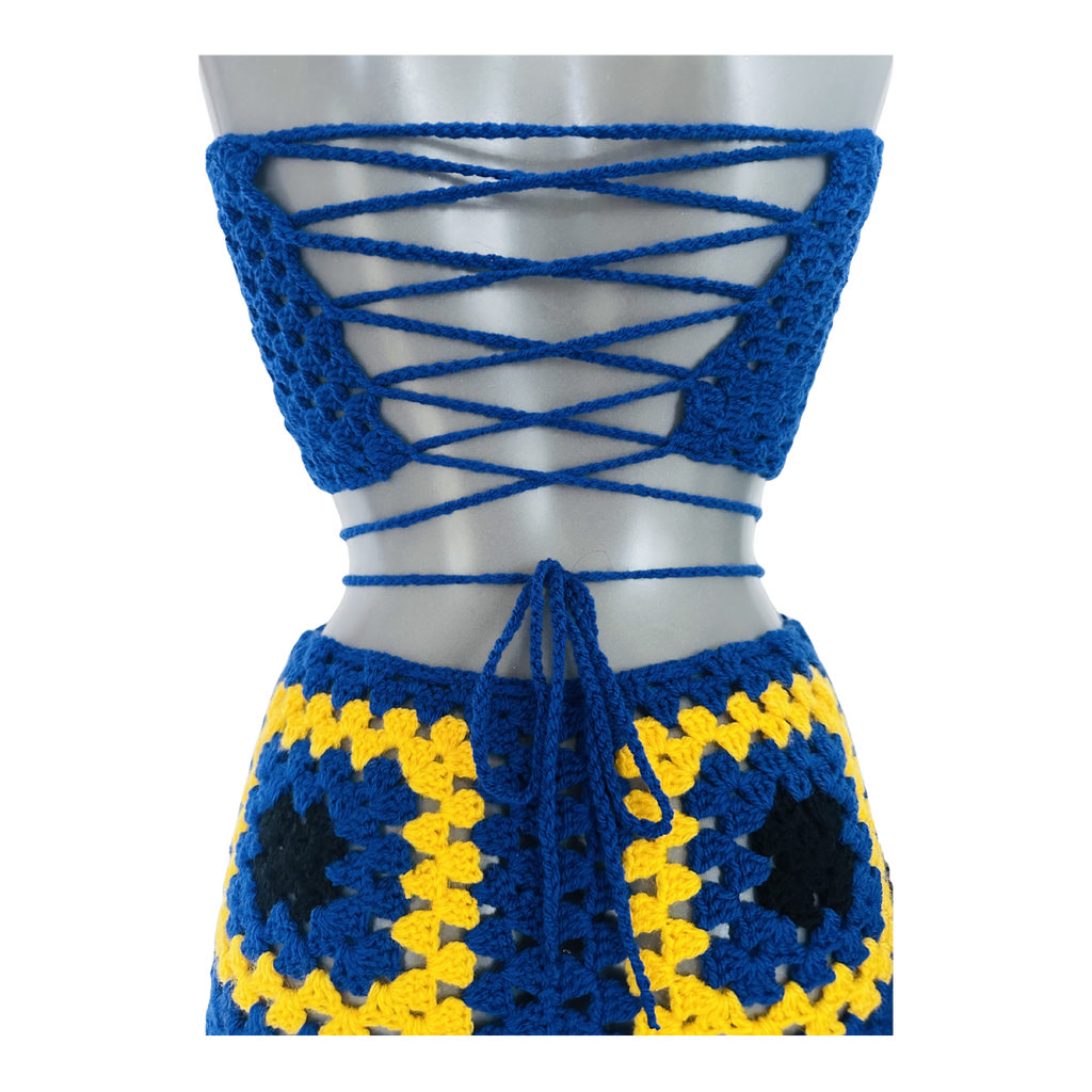 Barbados Lace-up Crop Top and Mini Skirt Set